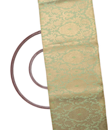 Pistachio Green Colour Floral Design Banarasi Brocade Silk Fabric